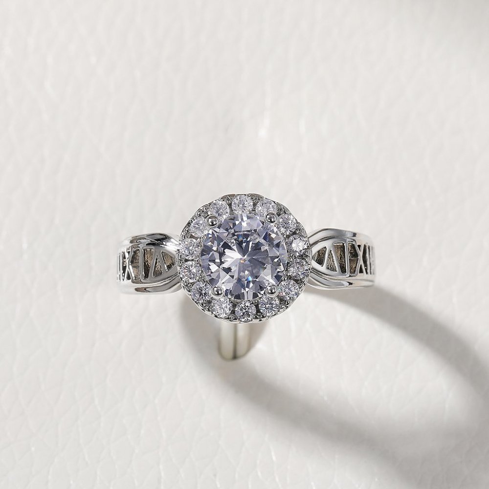 💍14K WHITE GOLD DAINTY 💎DIAMOND FASHION ANILLOS HOLLOW BAND RING, L125 - Picture 11 of 12